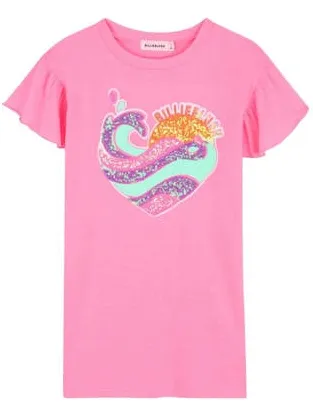 Billieblush t-shirtjurk met pailletten roze Meisjes Polyester Ronde hals