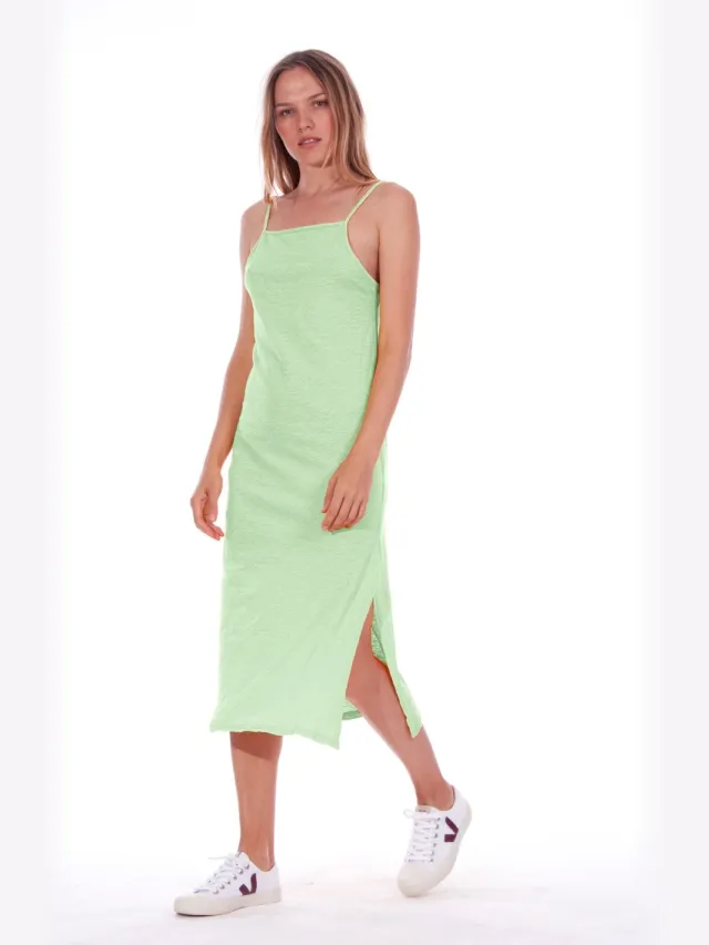 RAVENS VIEW IBIZA dames vegan Midi Jurk Farah Mintgroen Lichtgroen