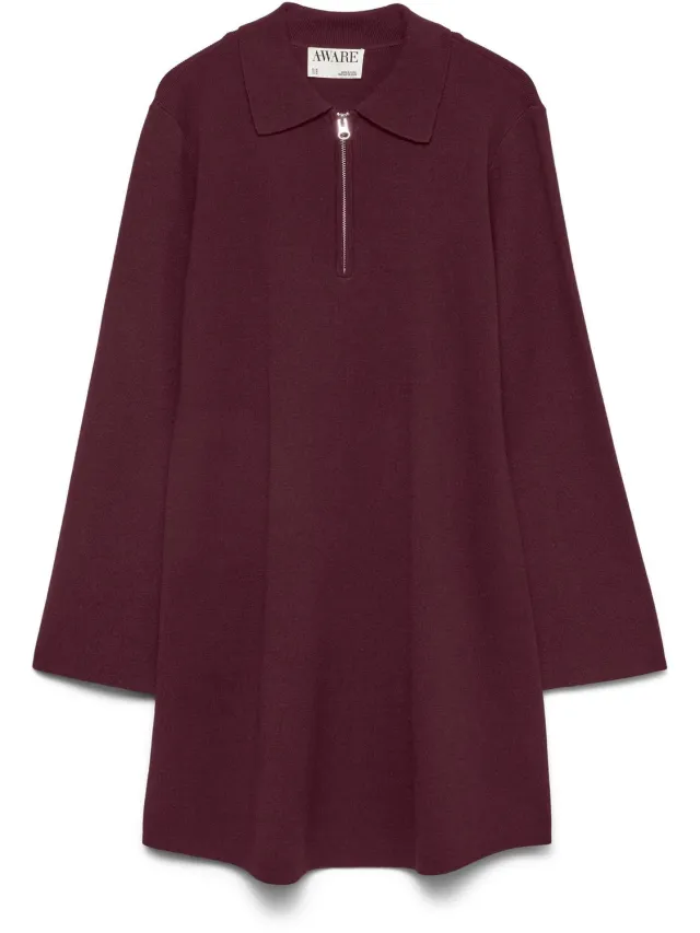Vero Moda Curve Gebreide jurk AWCHANNA Korte jurk winetasting 1