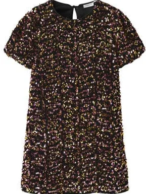 NAME IT KIDS korte glitterjurk met pailletten - goud/roze Meisjes Polyester Ronde hals