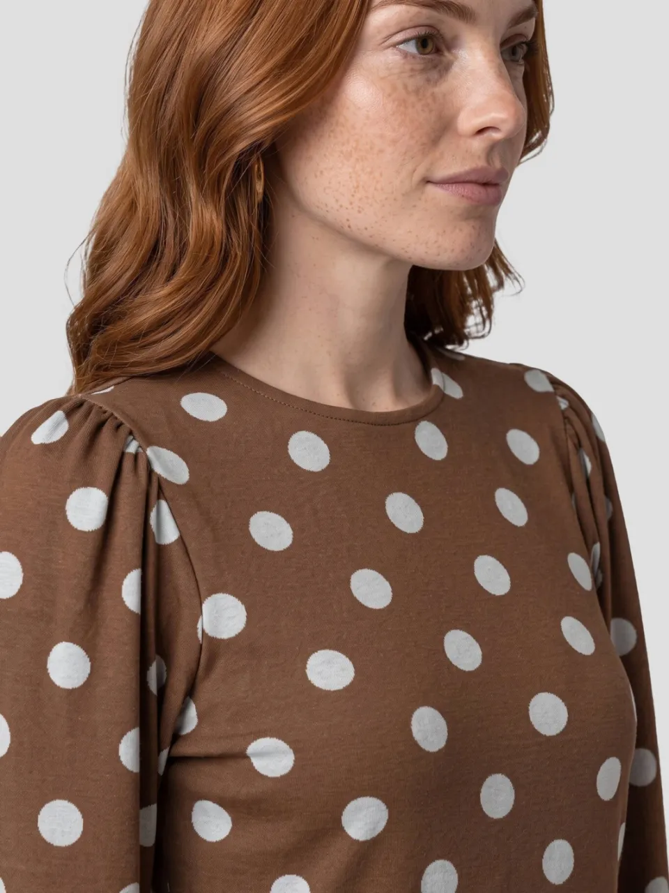 Anytime korte jurk met polkadotprint bruin/blauw, foto 3
