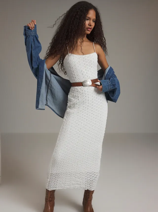 Trendyol TRENDYOLMİLLA Dames Wit Effen Midi Mouwloos Casual A-lijn Jurken