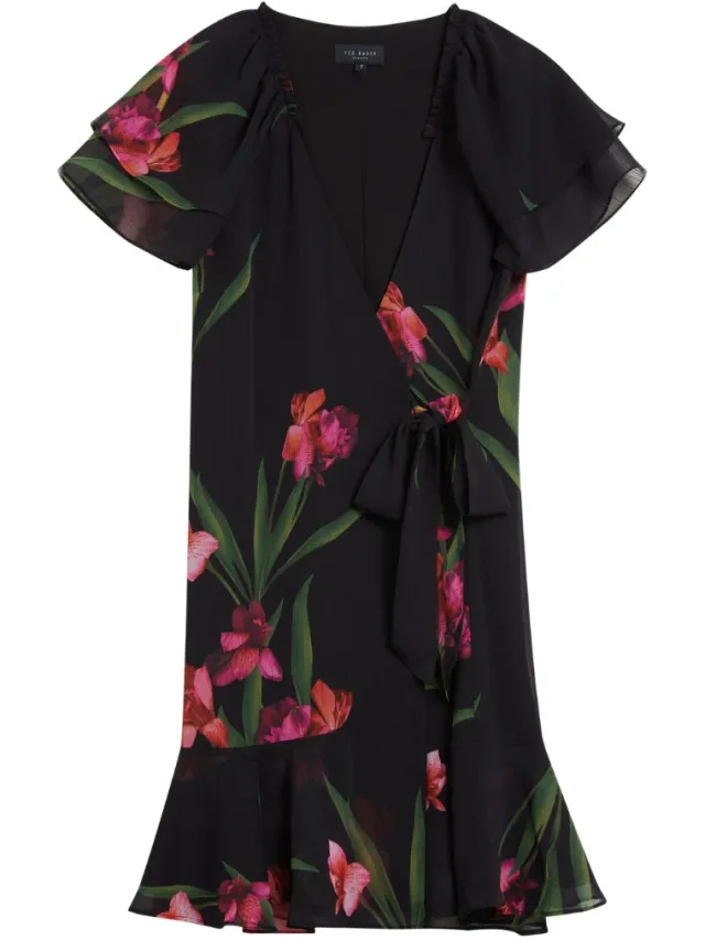 Ted Baker Fascia Angel Sleeve Wrap Zwarte Minijurk, foto 2