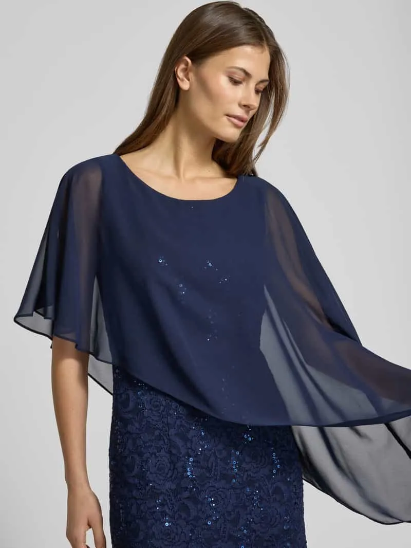 Swing Knielange cocktailjurk met pailletten blauw, foto 4