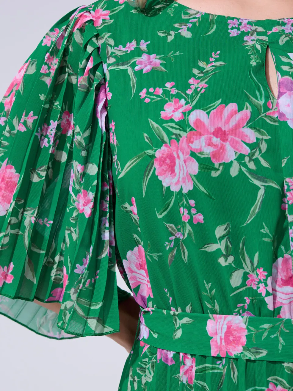 Yours London Groene Geplooide Maxijurk Met Bloemenprint, foto 5