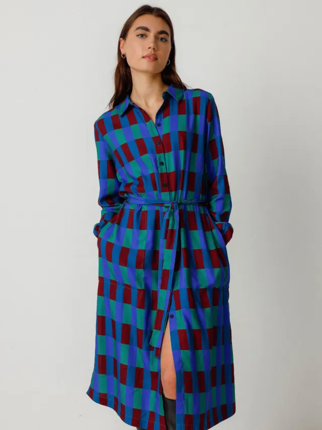 Skfk dames vegan Blousejurk Ibane Meerkleurig Donkerblauw