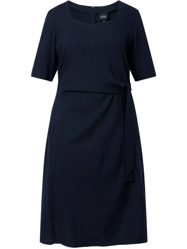 Ulla Popken Dames - Midi-jurken - Donkermarine - Maat 50+