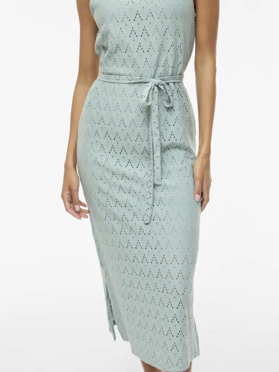 Vila midi jurk broderie turquoise, foto 3