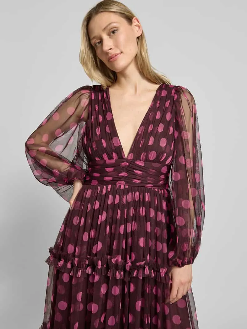 Lace & Beads maxi-jurk met diepe v-hals helder paars, foto 4
