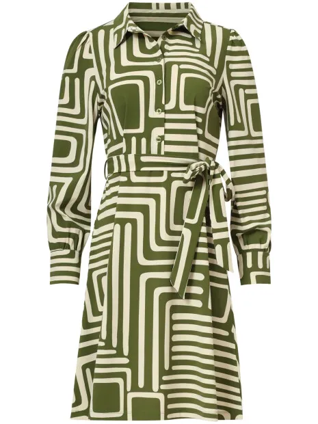 Smashed Lemon 25658 army en sand geometrische jurk in travelkwaliteit, foto 2