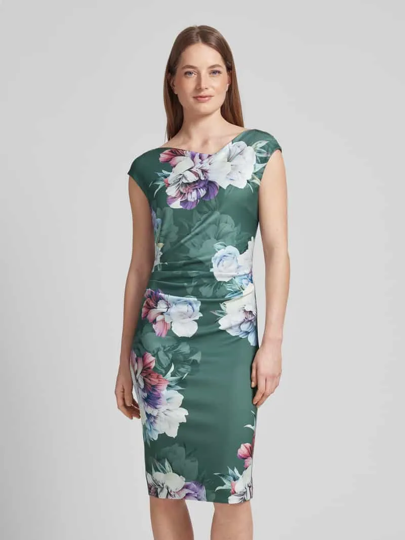 Swing cocktailjurk met bloemenmotief Groen