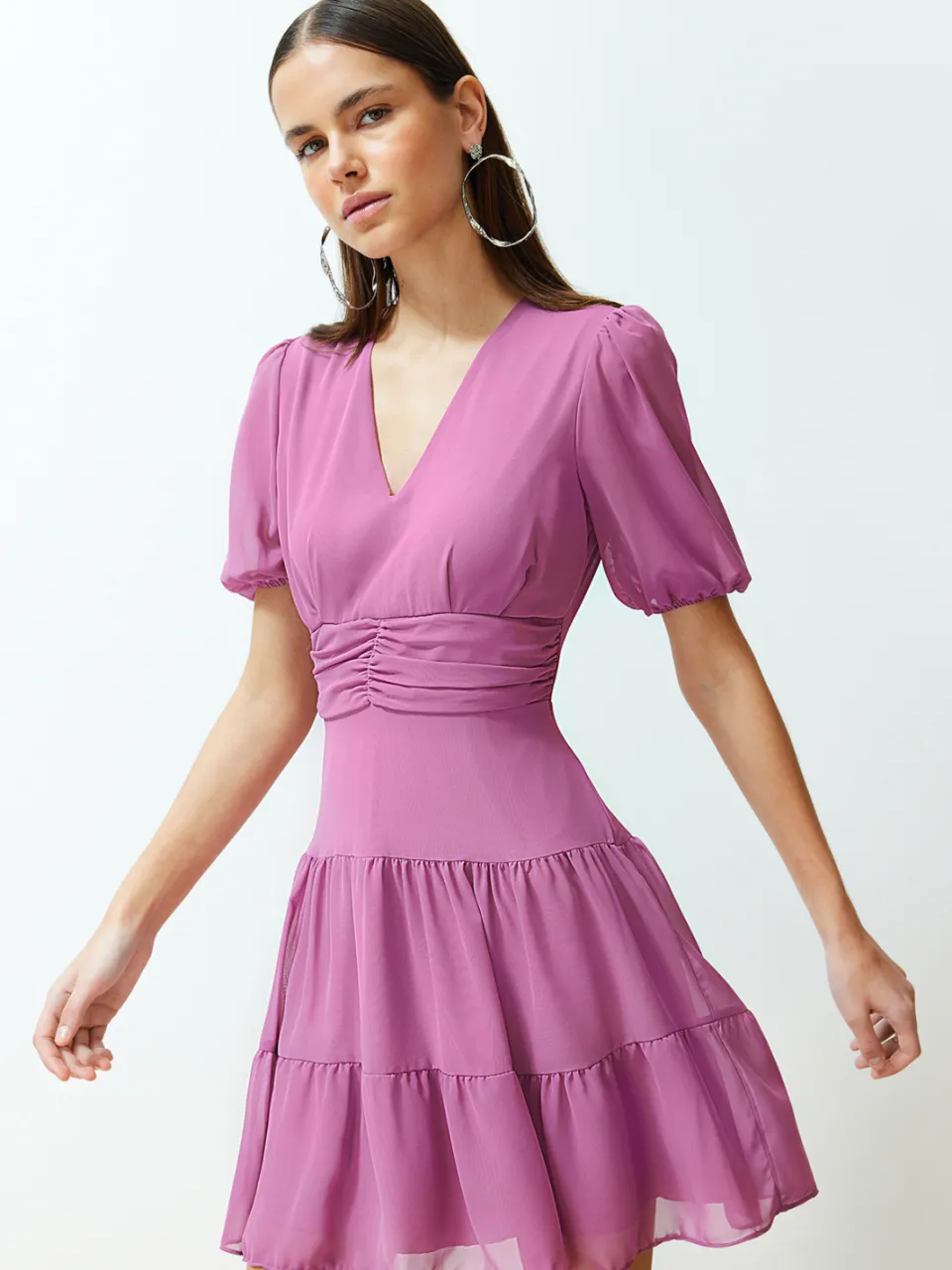 Trendyol TRENDYOLMİLLA Dames Roze Effen Kort / Mini Kort Avond / Dagelijks Skater Jurken, foto 2