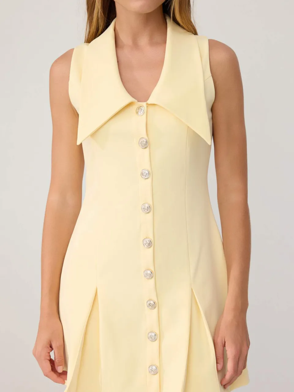Trendyol TRENDYOLMİLLA Dames Geel Effen Kort / Mini Mouwloos Bodycon Jurken, foto 2