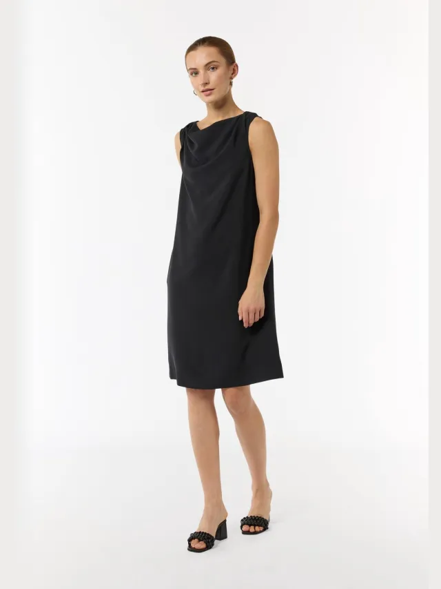 Comma female - Midi-jurk met crêpestructuur navy