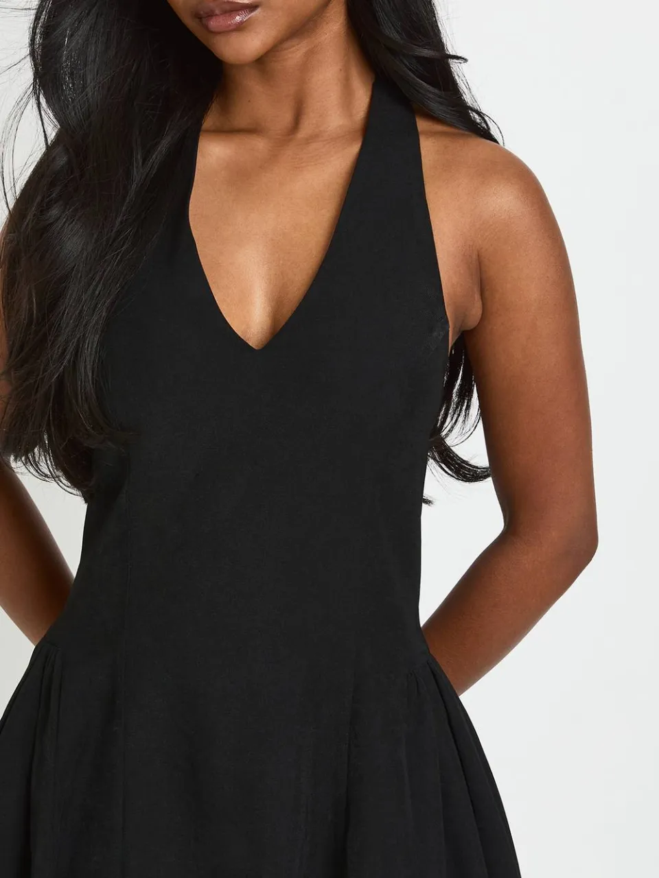 boohoo Dames Halter Mini-jurk Met Volle Rok zwart, foto 4