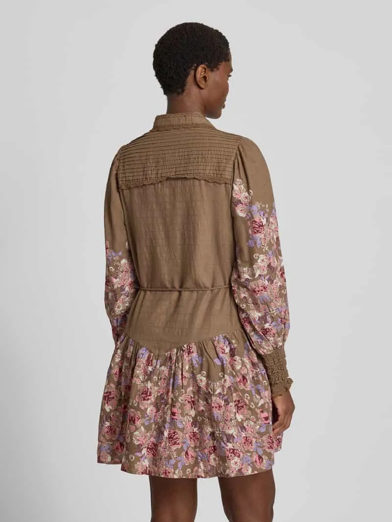Yas Overhemdjurk met strikceintuur model 'SOMELLU' taupe, foto 3