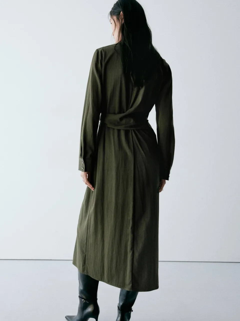 Mango midi blousejurk - donkergroen, foto 5