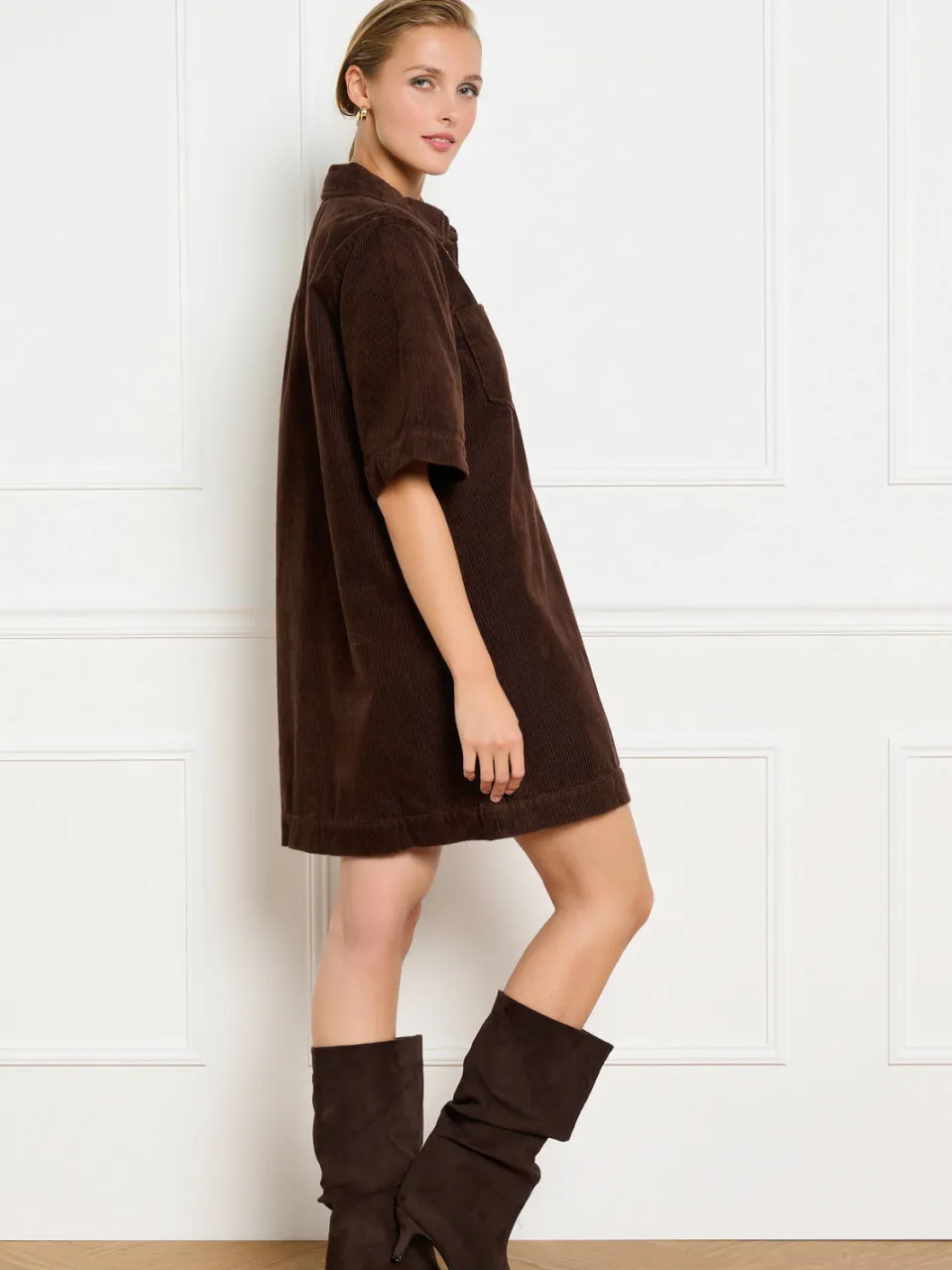 LOLALIZA corduroy korte jurk - bruin, foto 4