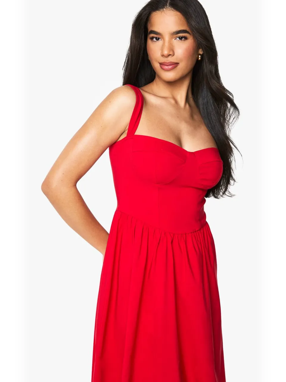 boohoo Dames Bengaline Sweetheart Midaxi Jurk rood, foto 2