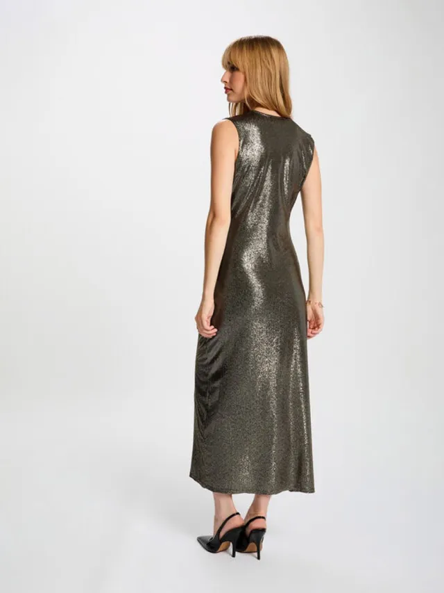 Morgan Sleeveless midi dress 252-Riva gold yellow - Maat : 40 Goud