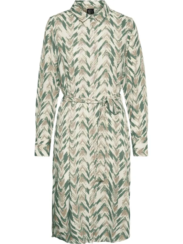Vero Moda VMKATHRINE LS BLK SHIRT DRESS WVN GA Dames Jurk Groen