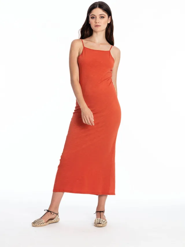 RAVENS VIEW IBIZA dames vegan Jurk Farah Terracotta Oranje Donkeroranje
