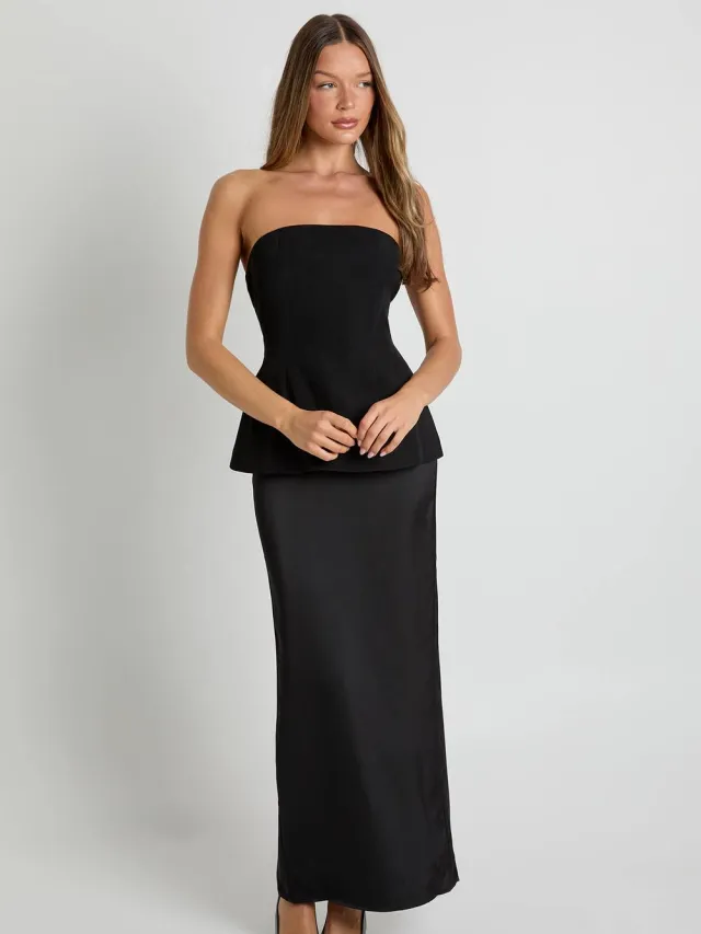 boohoo Dames Bandeau 2 in 1 Maxi-jurk Zwart