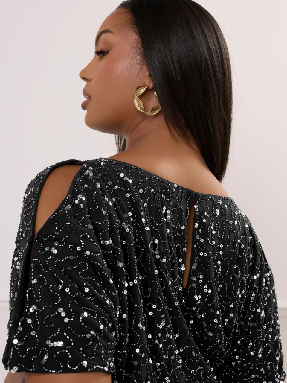 Luxe: Ultimate Embellishment Luxe Geweven Shiftjurk Met Kralen & Pailletten In Zwartsize 58-60, foto 4