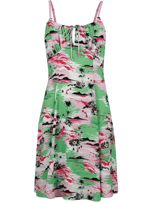 Hell Bunny Kai Knee Dames Midi-jurk - meerkleurig multicolor