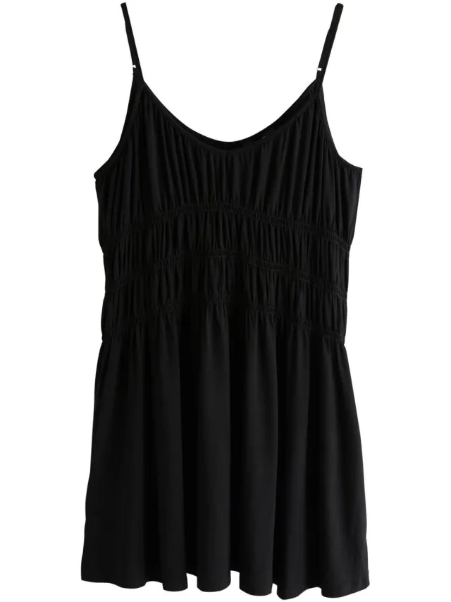 Next Dames - Jersey mini-jurk met smokwerk - Zwart Black