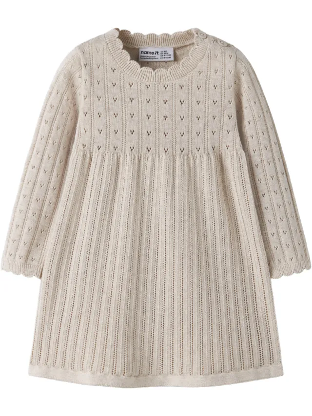 NAME IT gebreide A-lijn babyjurk beige