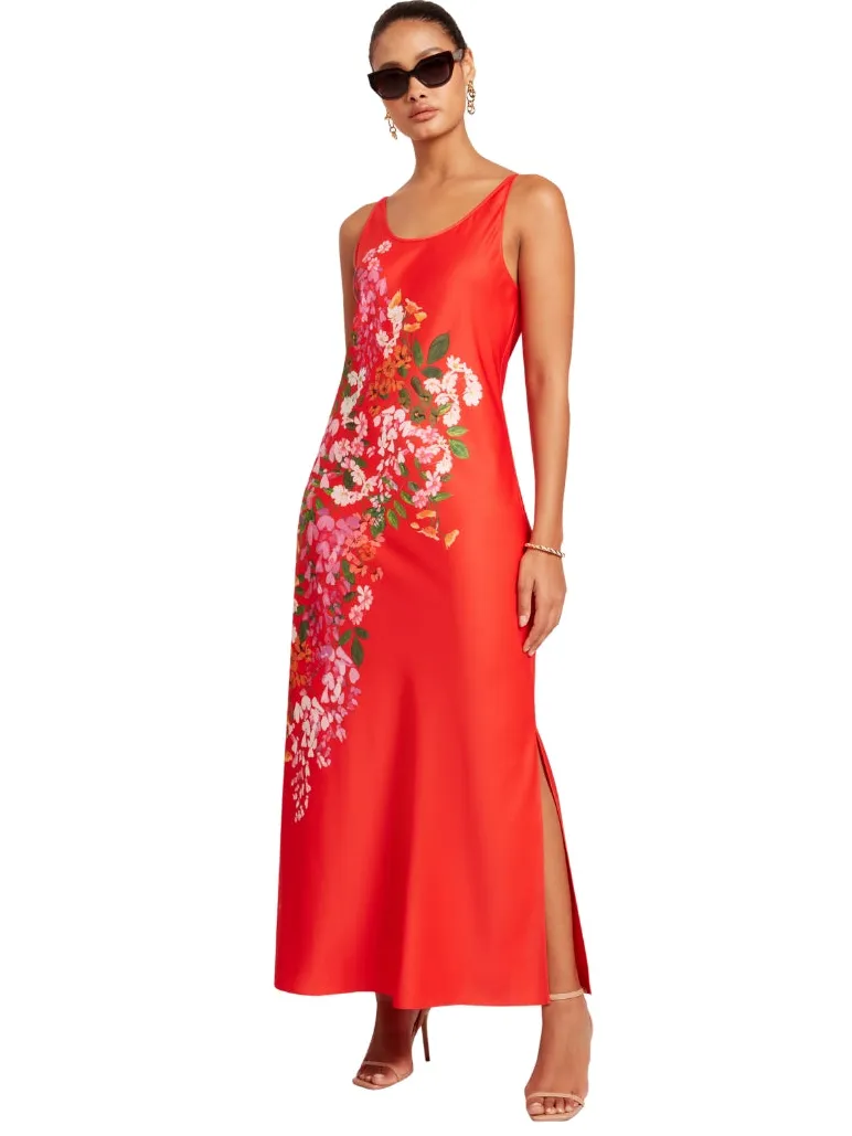 Ted Baker Melmae Bedrukte Rode Slipjurk Met Ronde Hals Rood