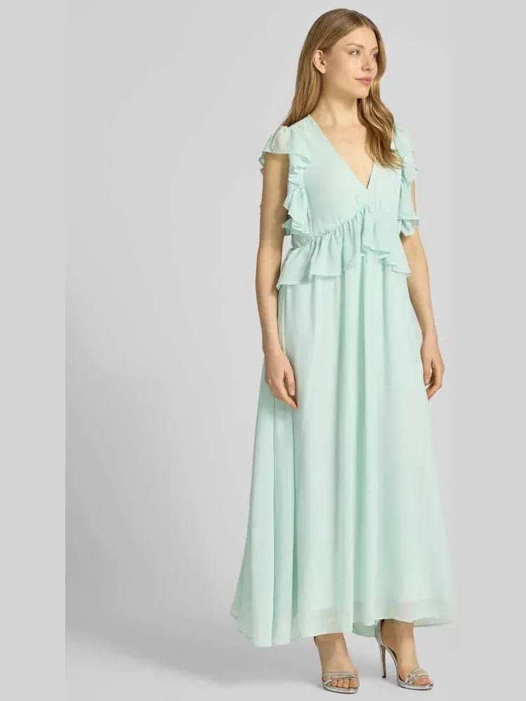 Yas cocktailjurk met volants model 'MUSSI' lichtgroen, foto 3