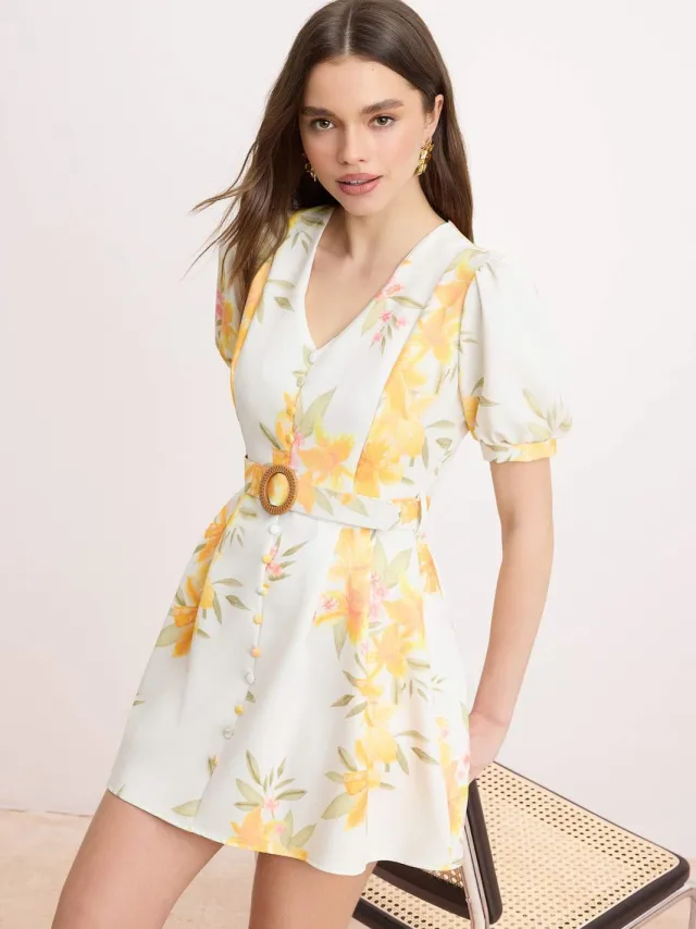 Trendyol TRENDYOLMİLLA Dames Meerkleurig Bloemen Kort / Mini Kort Skater Jurken Veelkleurig