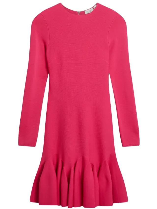 Ted Baker Loisss Flippy Skirt Minijurk Met Lange Mouwen In Fuchsia Roze