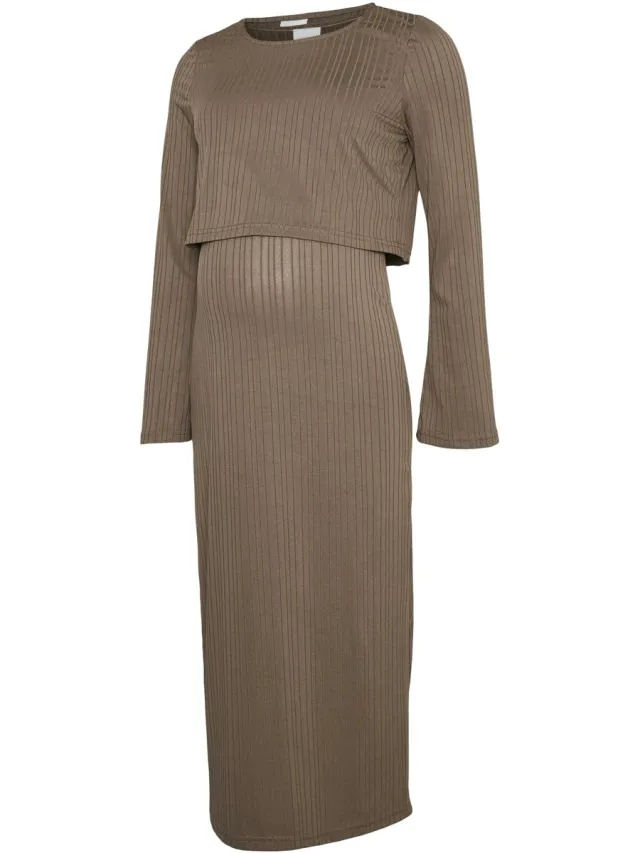 Mamalicious MLLUCY JUNE LS 2IN1 JRS MIDI DRESS 2F - Dames - Mini jurken Fossil