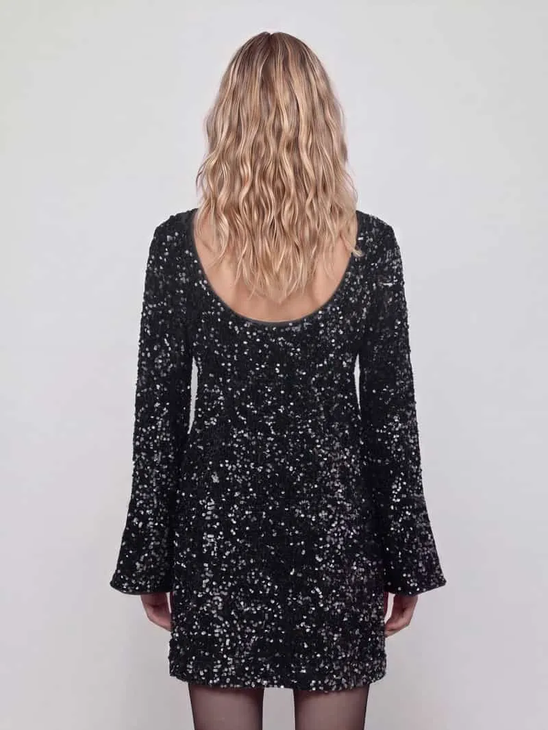 Only paillettenjurk zwart, foto 7