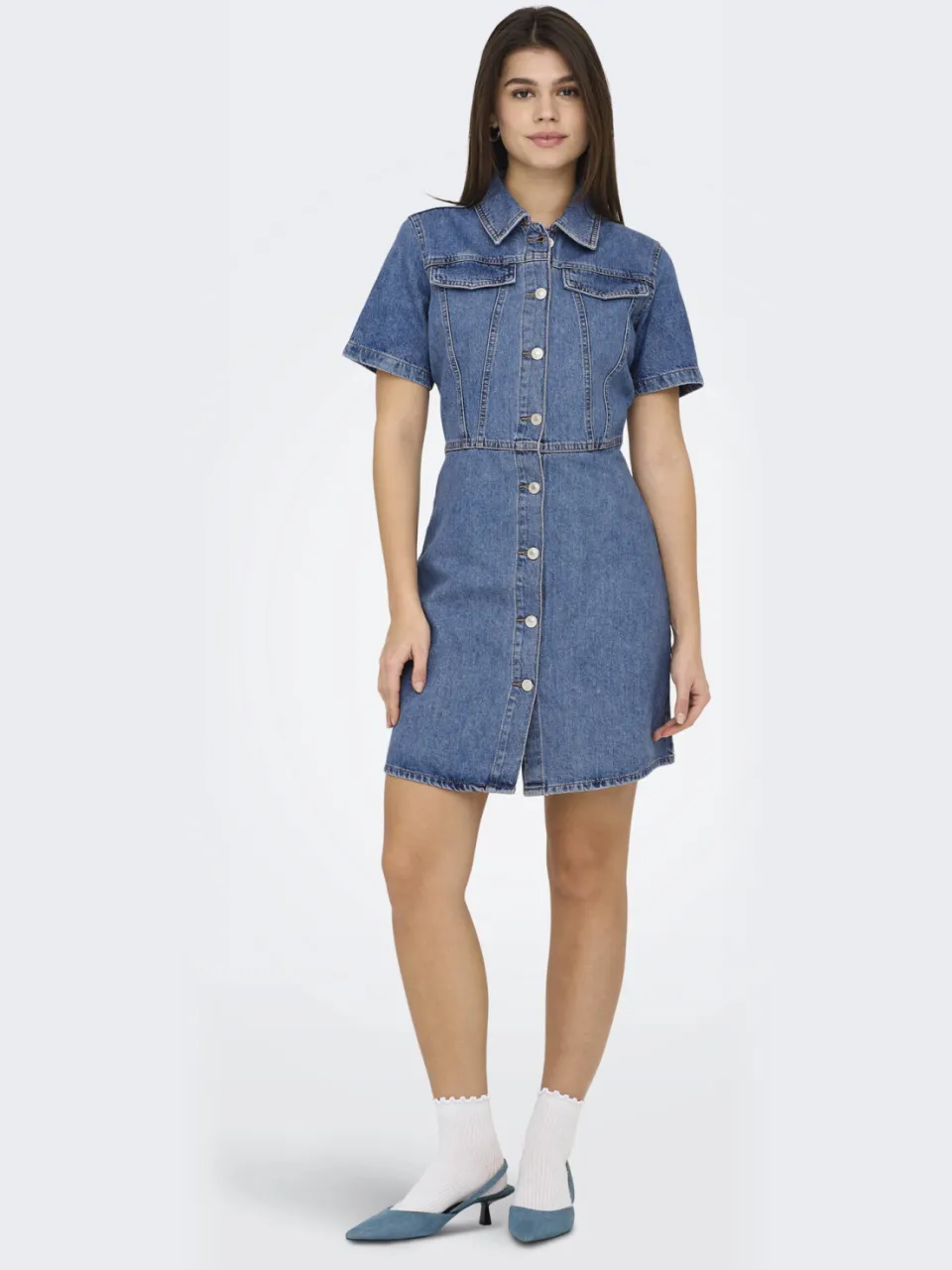 Only spijkerjurk gebreid medium blue denim, foto 3