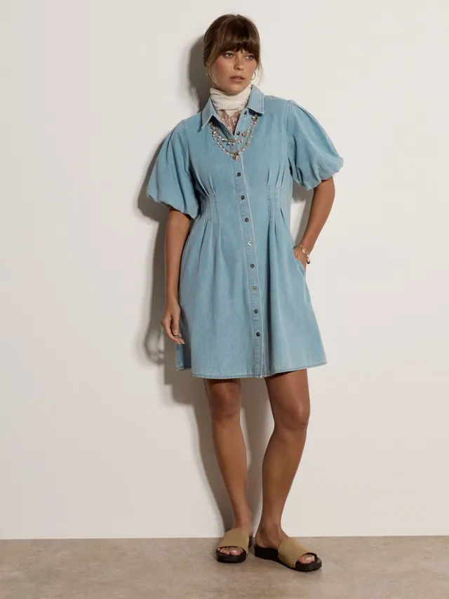 Apricot Katoenen denim shirt mini-jurk Blauw