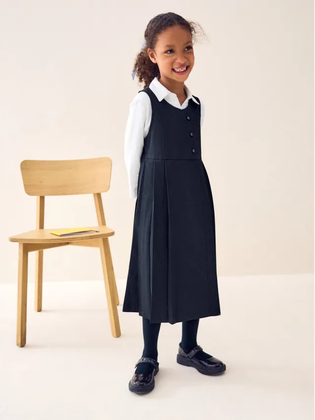 Next Meisjes - Lange asymmetrische overgooier met knopen aan de voorkant - Blauw Navy Blue