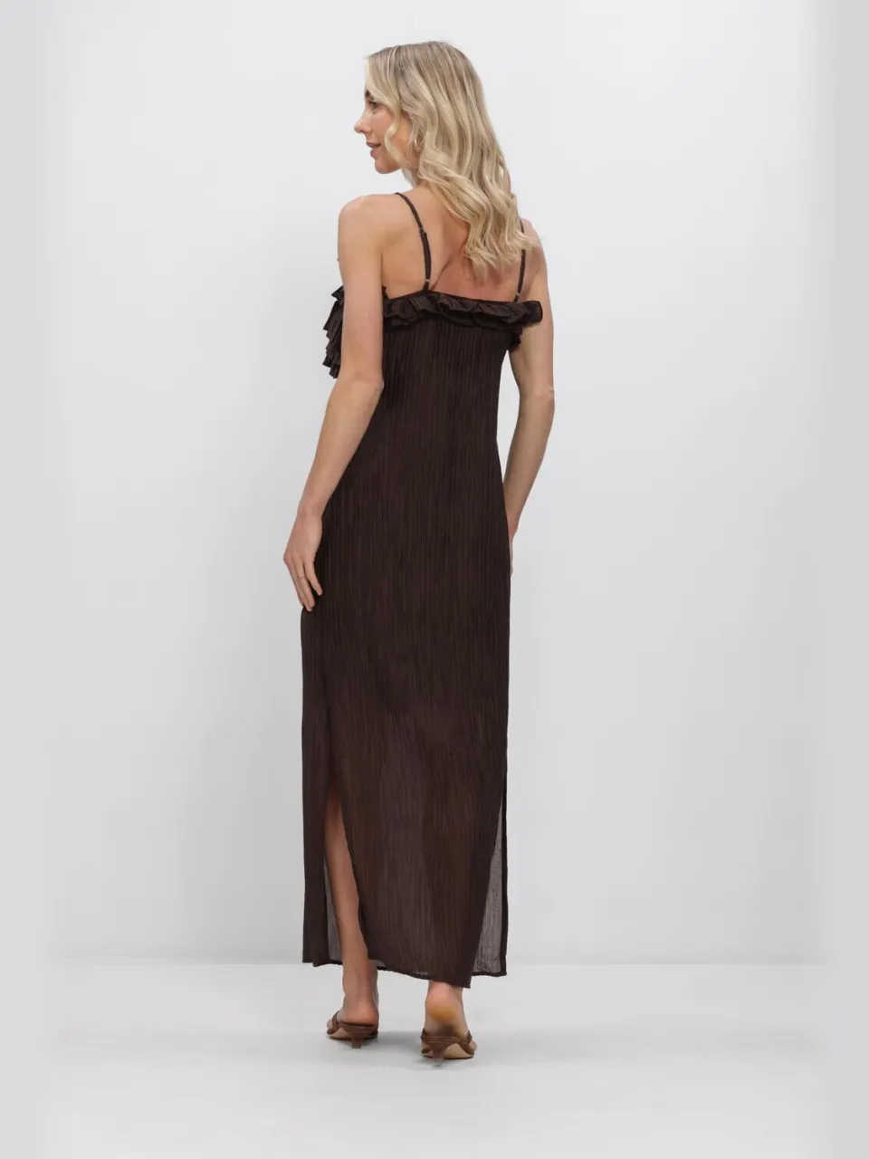 Object Dames Jurken Objlyne S/l Re Long Dress - Bruin, foto 3