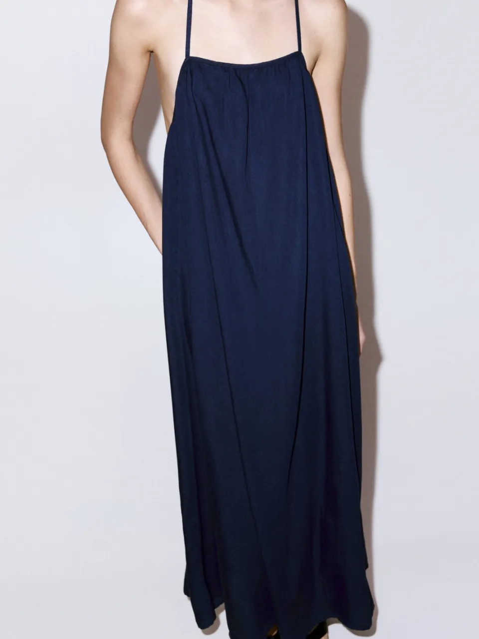 Mango lyocell midi zomerjurk - donkerblauw, foto 4