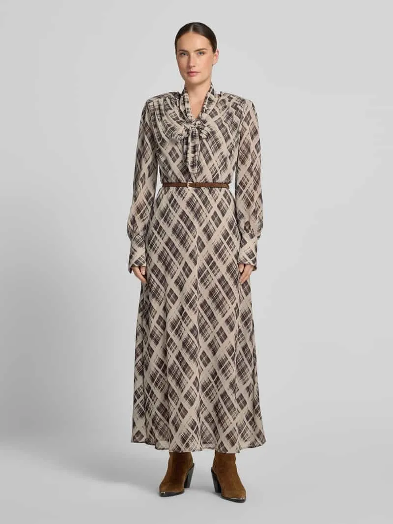 Jake*s Collection Getailleerde vrijetijdsjurk met all-over motief Chocoladebruin
