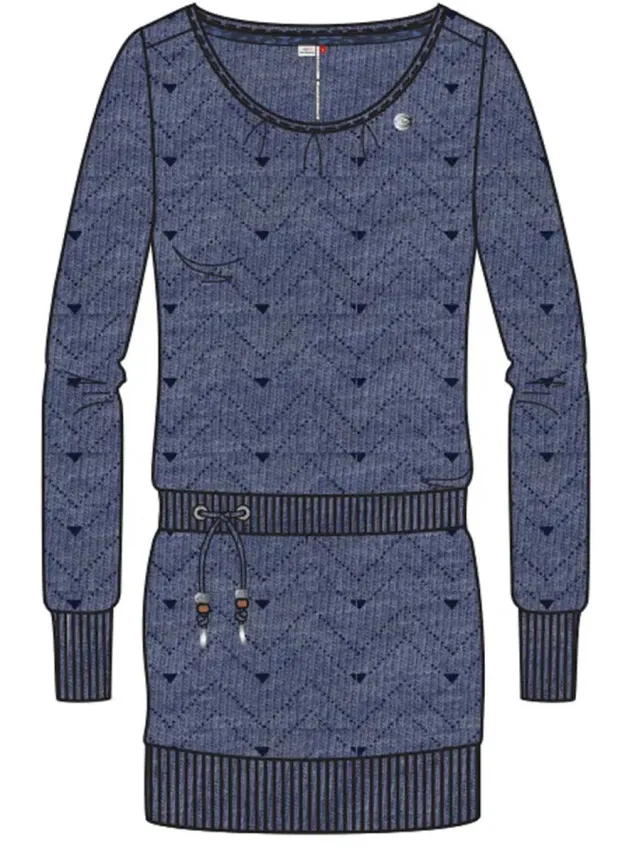 Ragwear Damesjurk met lange mouwen Ragwear Alexa Zig Zag denim blue mel
