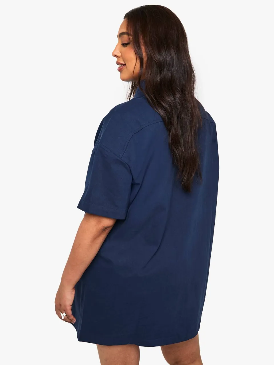 boohoo Dames Plus twill shiftjurk marineblauw, foto 3