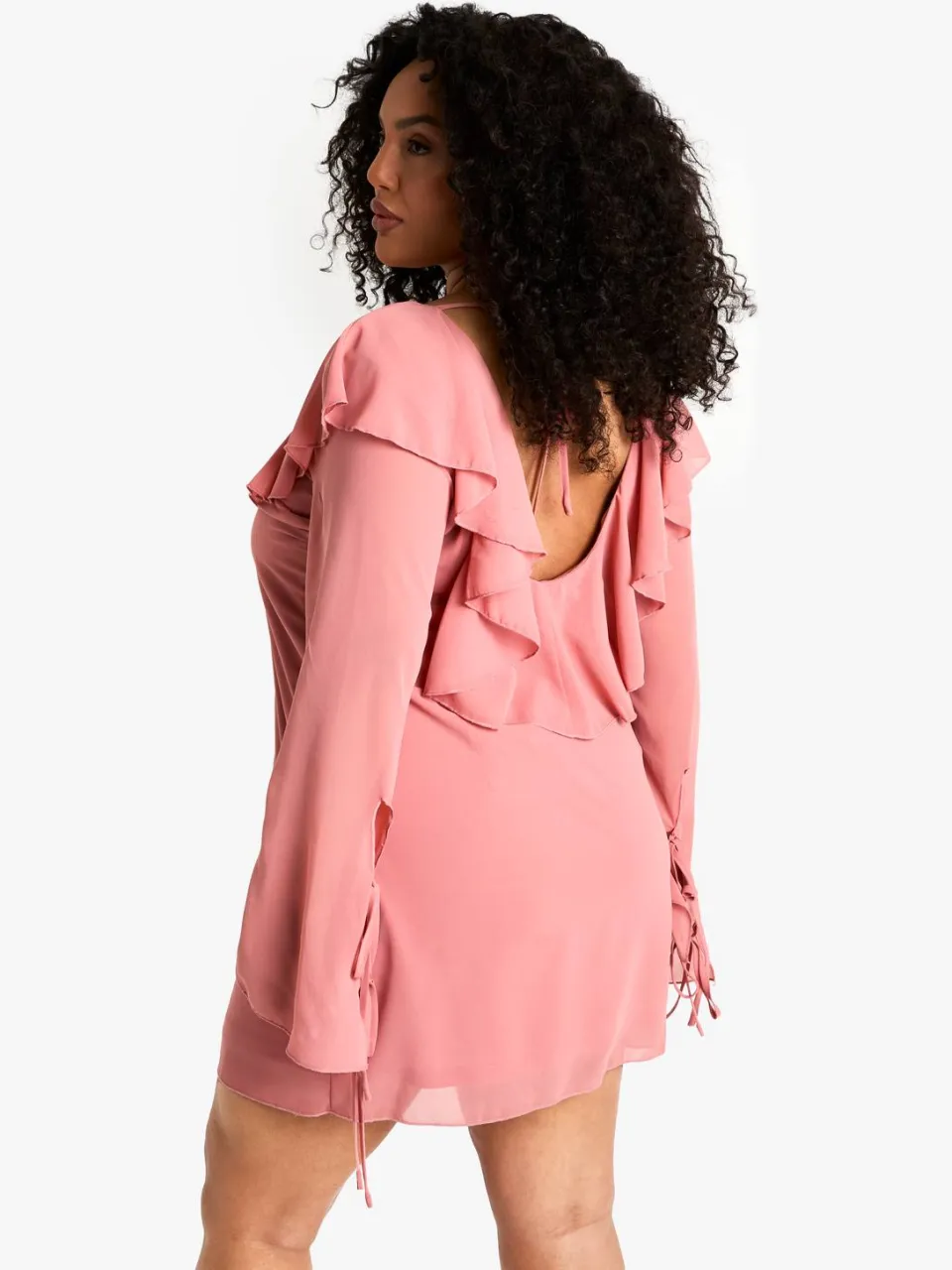 boohoo Dames Plus Geweven Ruchirobijnjurk blush, foto 3