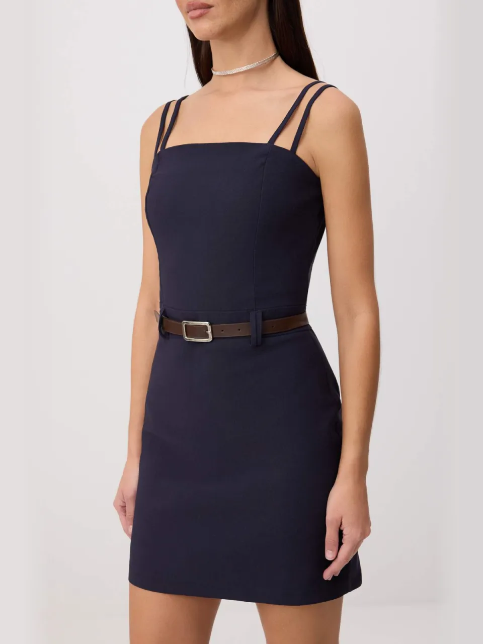 Trendyol TRENDYOLMİLLA Dames Donkerblauw Effen Kort / Mini Mouwloos Bodycon Jurken marineblauw/blauw, foto 2