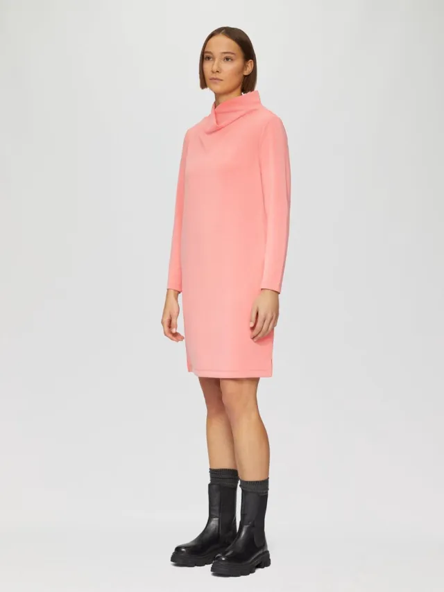 S.Oliver female - Scuba-jurk met cowl-hals en zijsplitzakken koraal