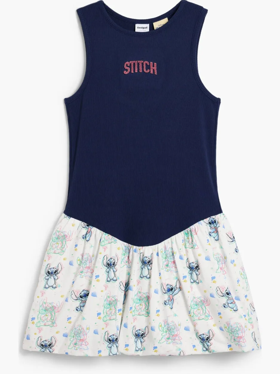Desigual Lilo & Stitch A-lijn jurk donkerblauw donkerblauw/wit, foto 2
