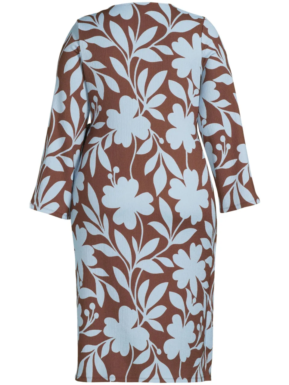 GREAT LOOKS crinkle jurk met bloemenprint blauw/bruin, foto 3